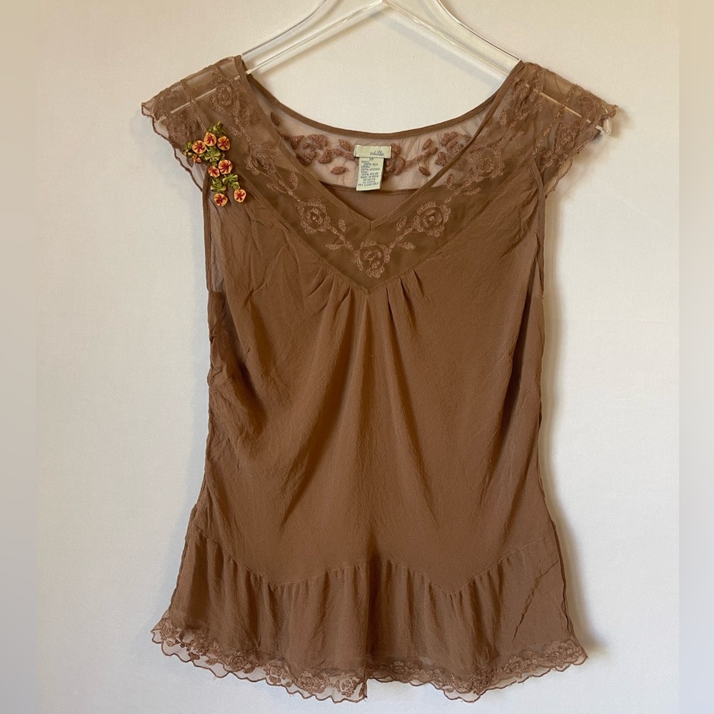 Silk Embroidered Embellished Shell Top 10 Odille